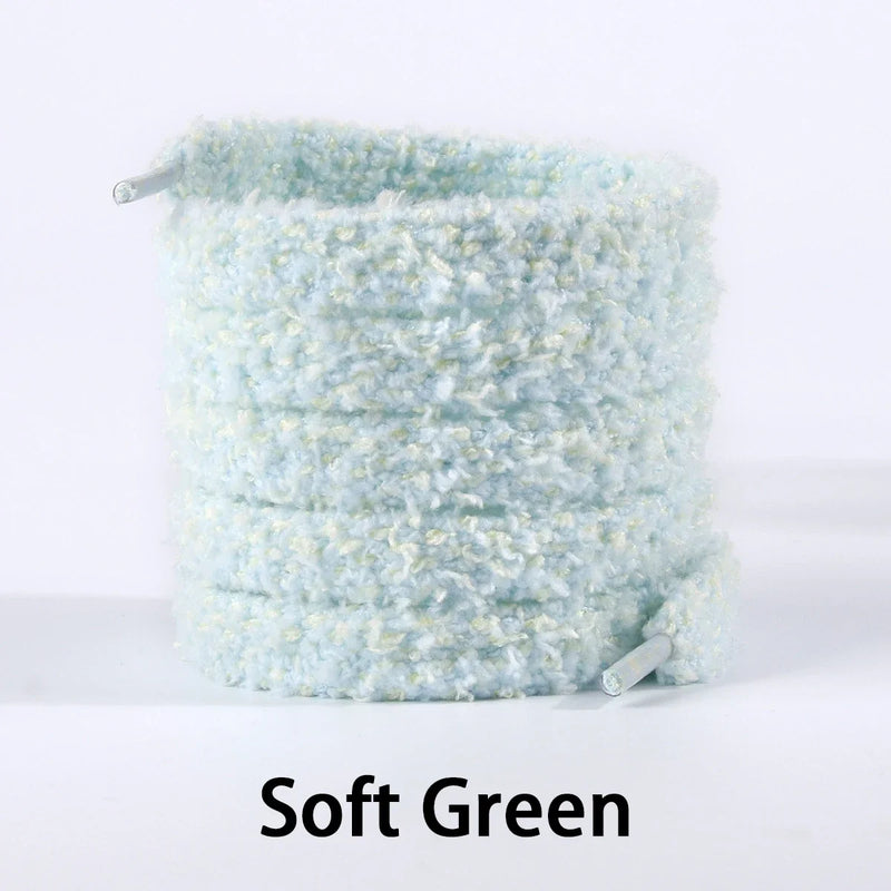 1 Pair Plush Fluffy Shoelaces 1CM Wide Round Laces Sneakers Casual Shoes AJ/AF1 Shoelaces 100/120/140/160cm Shoes Accessories