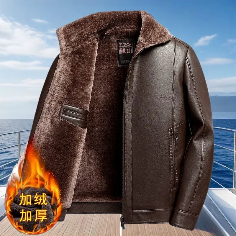 Leather Coat Men Clothing Fur Jacket Bomber Fashion Casual Windbreaker Spring and Autumn Hot Outwear Stand Military Embroidery
