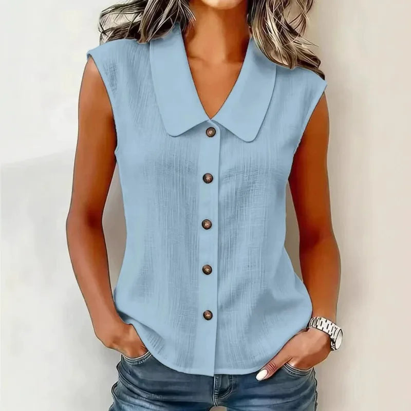 Women's Solid Color Sleeveless Shirts Summer Breathe - View 3 | SAMAG