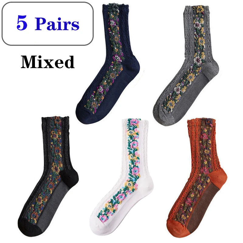 5 Pairs Tide Graffiti Socks Mid Tube Elegant Cartoon | SAMAG