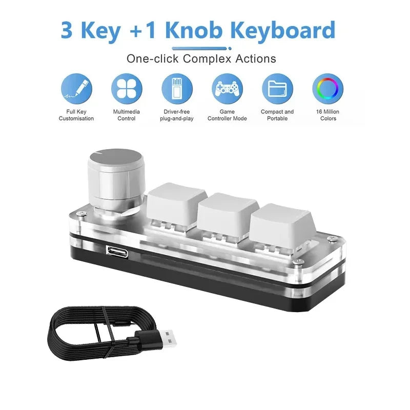 Mini Keyboard 3 Keys 1 Knob RGB Programming Macro Mechanical Gaming Custom Switch Portable Keypad For - Visuel 8 | SAMAG