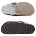 Evshine Winter Fur Clogs Slippers For Women Men Cork Footbed Plush Lined Mules Fuzzy Suede Potato Shoes Warm Furry House Clogs