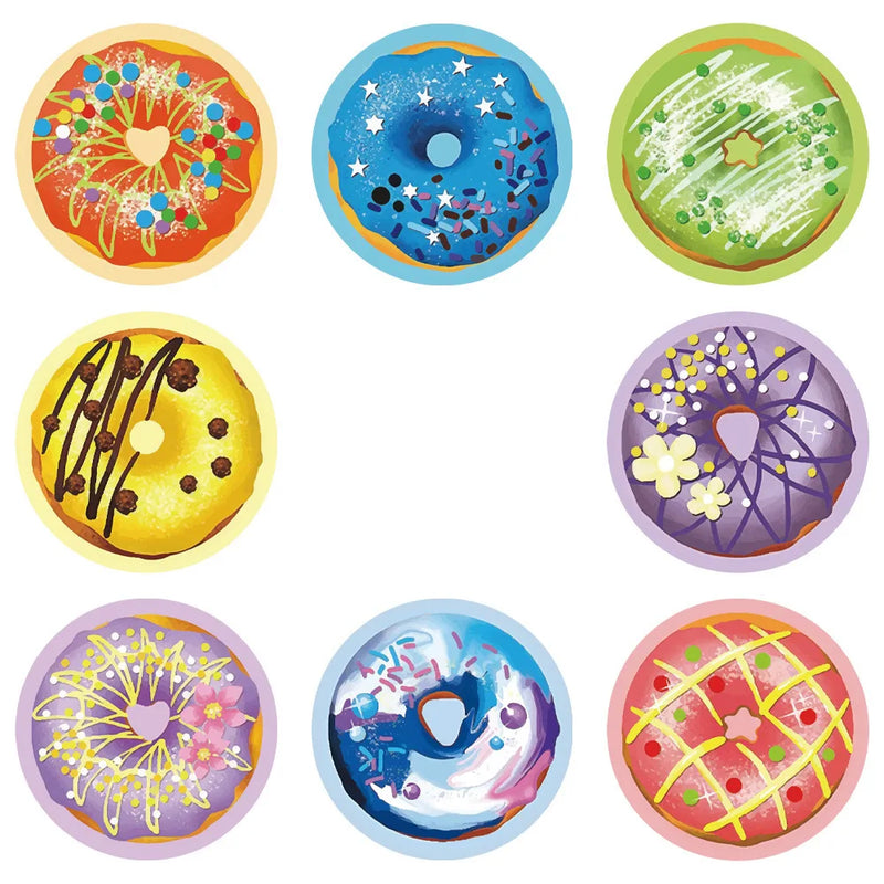 50-500pcs Round Donut Stickers Homemade Bakery Baking Colorful Decoration Labels Kids Party Scrapbooking Stationery Stickers