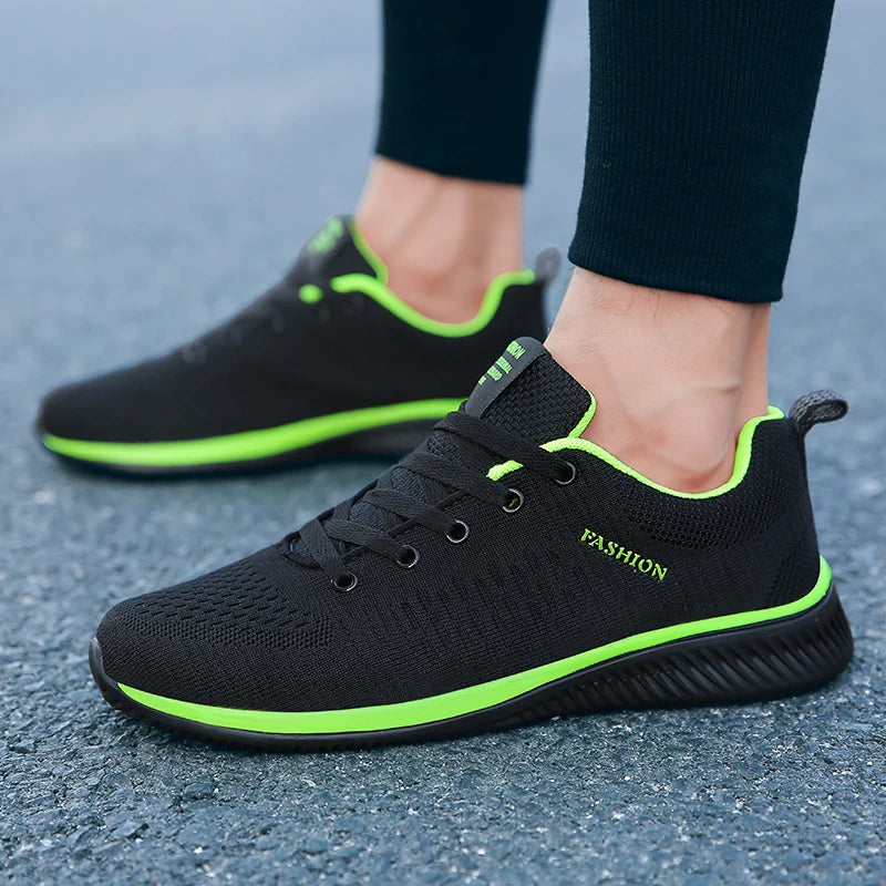 Ngouxm Men Running Sneakers Lightweight Sport Classical Lace Up Mesh Breathable Casual Shoes Male Fashion