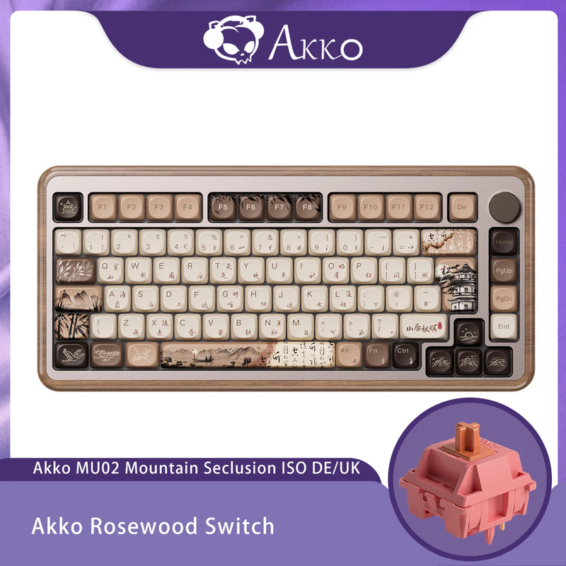 Akko MU01 ANSI/MU02 ISOMountain Seclusion Wooden Mechanical Keyboard Hot-swap BT 5.0 2.4G Wireless Type-C Wired Gaming Keyboard