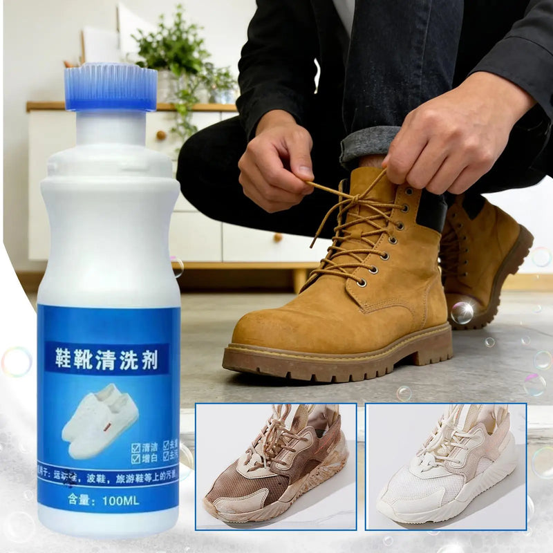 Foam Shoe Cleaner 100ml Waterless Stain Remover Safe For Leather Canvas Mesh Fabric, Tennis Basketball Boots, Dirt Odor Mud Edge
