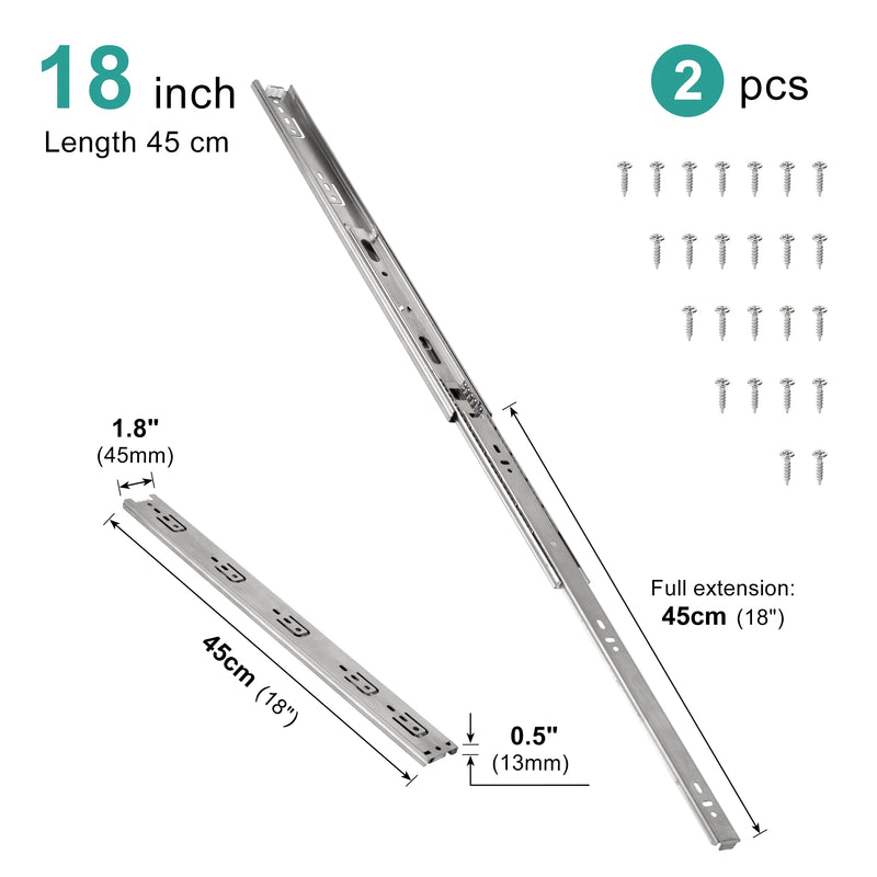 Drawer Rail 10~20Inch Stainless Steel Ball Bearing Slides | SAMAG