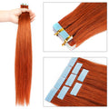 Doreen Copper Red Tape In Human Hair Extensions 16 to 24 Inch 50g/set PU Seamless Skin Weft 350# Colored Hair Extensions Tape in