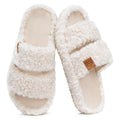Litfun Winter Fluffy Women's Slippers Anti-slip Open-toe Slides Soft Sole Indoor Slides Furry Warm Cozy Bedroom Women's Slippers
