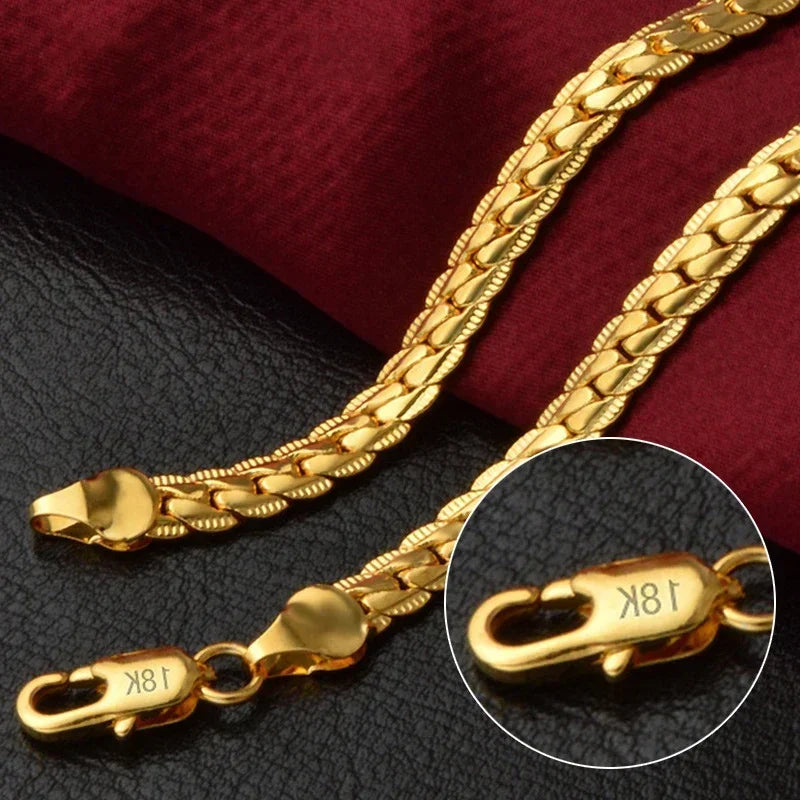 18K Gold 925 Sterling Silver 6mm Full Sideways Necklace 8/18/20/24 Inch Chain For Woman Men Fashion Wedding Engagement Jewelry