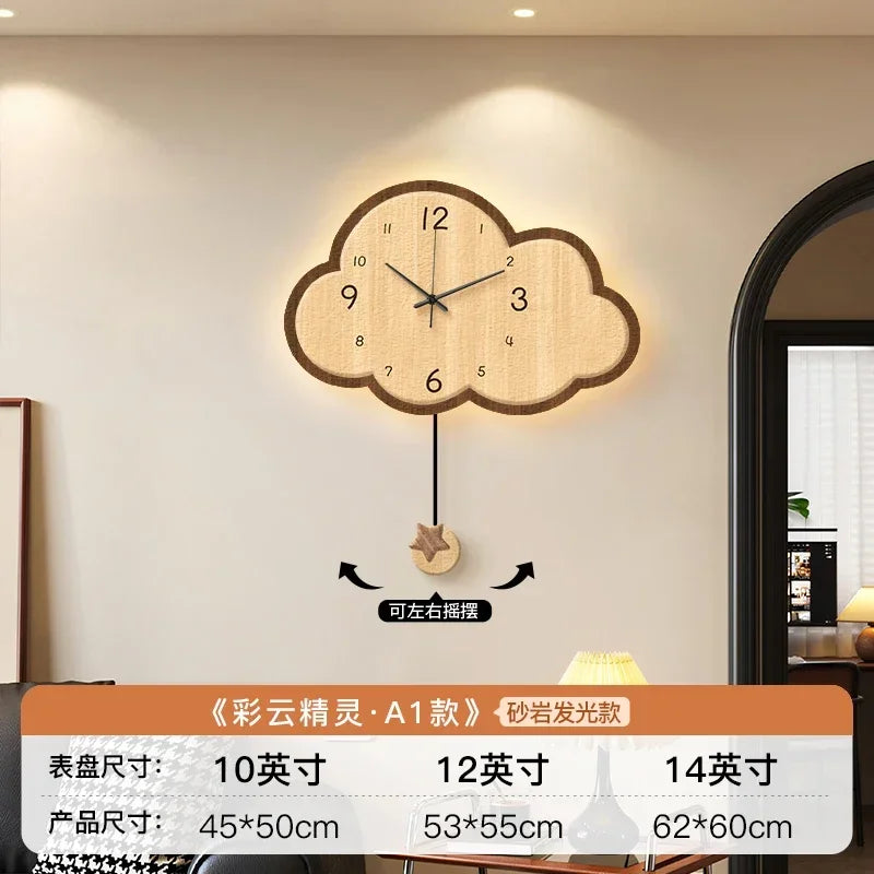 Cloud-Shaped Wall Clock LED Perpetual Calendar 2024 Motion-Sensor Silent Mechanism Long Battery Life