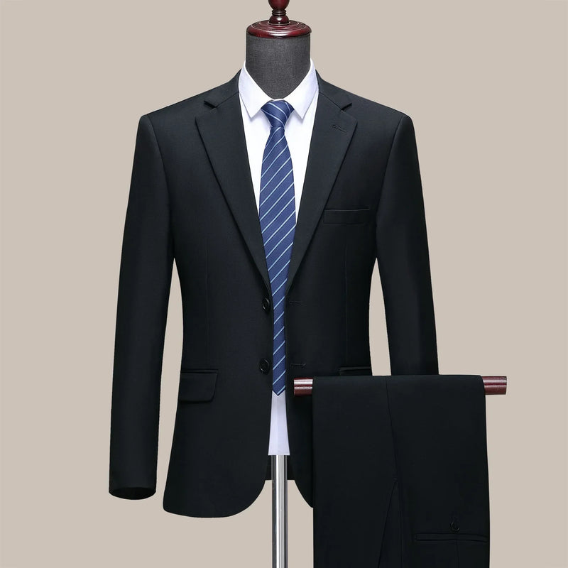 Suit S-8XL (Blazer+ Trousers) Men's Fashion Business Plus Size Gentleman's Casual Shirt for Work Slim-fit Wedding Formal Suit