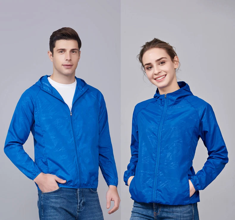 JNLN Men Women Hiking Jackets Waterproof Sun Protective Windbreaker Unisex Camping Climbing Outdoor Rain Coat Portable Clothes