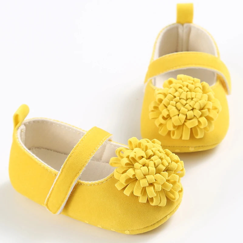 Spring and Autumn Yellow Countryside Style Princess Shoes 0-12 Months Baby Soft soled Anti slip Sneakers