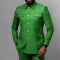 Men's 2-Piece Formal Suit, Utility Style, Golden Buttons, Suit + Trousers Combination, Fashionable Business Use