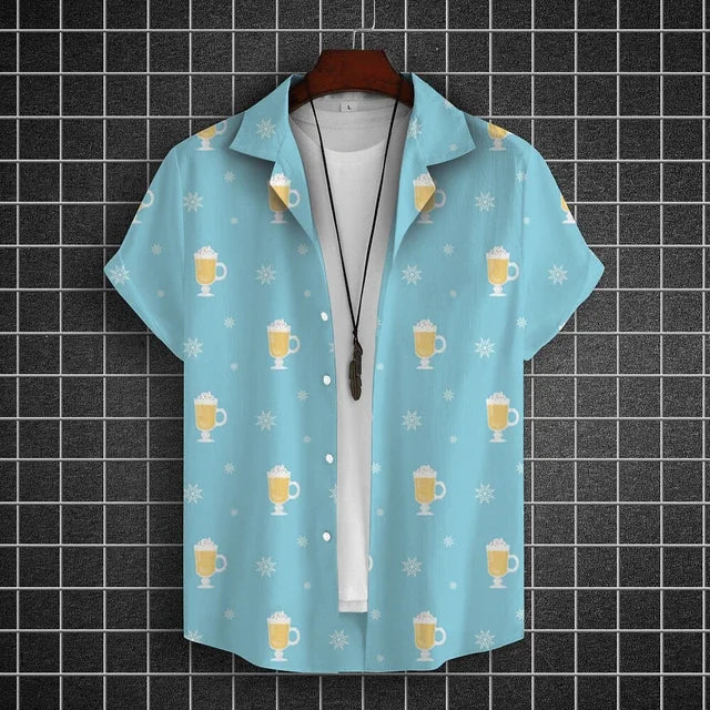 Hawaiian Shirt For Men 3d Beer Printed Short Sleeve Party | SAMAG