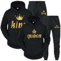 Fashion Long Sleeves KING And QUEEN Printed Hooded Suits Autumn Winter Couple Hoodie + Pants 2 - Piece | SAMAG