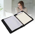 PU Leather Portfolio with Zipper 10 File Pockets 30 Sheets Notebook 4 Rings Binder A4 Document Organizer 10.1 Inch Tablet Cover
