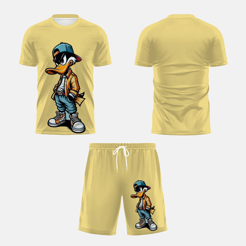 The summer new men's suit features an interesting cartoon duck print casual and fashionable polyester wear - View 6 | SAMAG