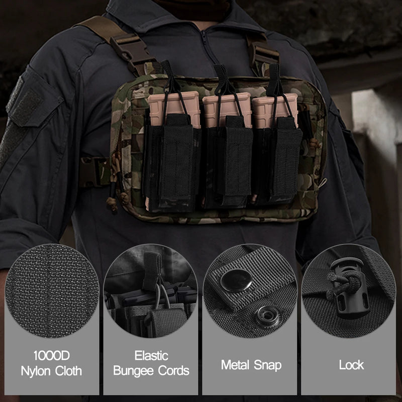 Tactical Molle Magazine Pouch Tactical Pouch Single/Double/Triple Rifle Pistol Mag Pouch 2-Layer Cartridge Holder for M4 M14 M16