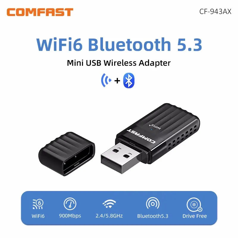 Comfast AX900 BT5.3 2.4G/5Ghz Bluetooth WiFi 6 USB Adapter 900Mbps Wireless Adaptador Free Drive Wi - fi - Visuel 8 | SAMAG