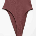 Women's Skinny Ribbed Bodysuits O Neck Straps Snap-Button Sexy Fashion Female Playsuits Comfortable Stretchy Clothing