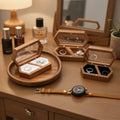 Double Compartment Wooden Jewelry Case, Clear Window Display, Personalized for Engagement/Wedding, Stylish Ring/Earring Storage