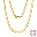 ORSA JEWELS 925 Sterling Silver 3mm Gold Flexible Flat Chain Herringbone Snake Chain Necklace for Women Neck Chain Jewelry SC35