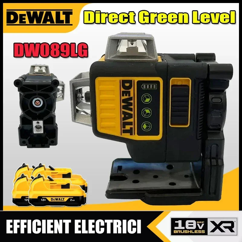 Dewalt DW089LG 12V Lithium Battery 3 Sides*360 Degree Vertical Horizontal Green Light Level Meter Outdoor - View 2 | SAMAG