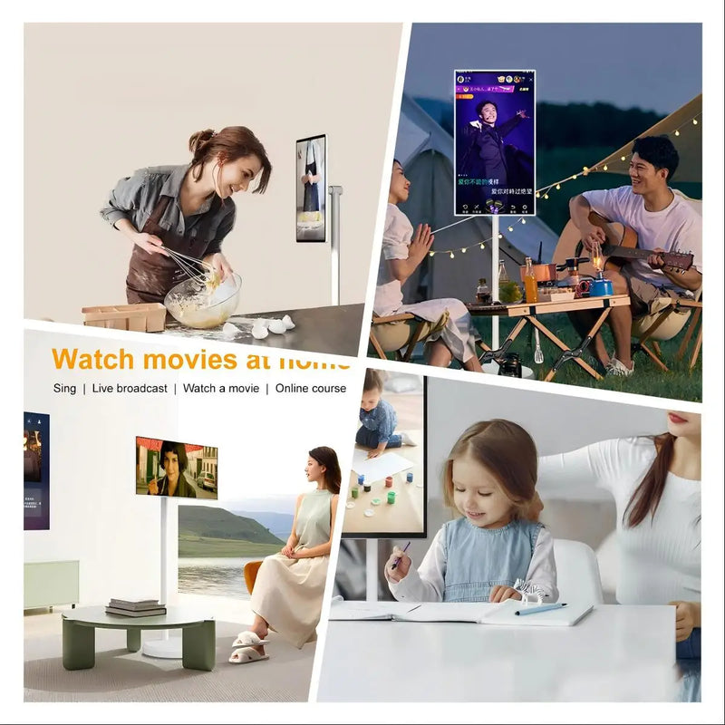Wholesale Price 21.5 Inch Flat Screen Tv 64Gb 6000Mah Smart LCD Monitor 21.5" LCD Display Tv Mobile Portable Smart Tv On Wheels
