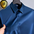 Summer shirt, men's white glossy non ironing wrinkle | SAMAG