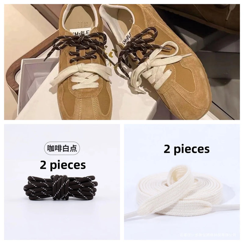 Length 100cm DIY Freedly Round Leather Colorful MIU Shoelaces Canvas Casual  Boots Shoe Laces Rope Shoestrings