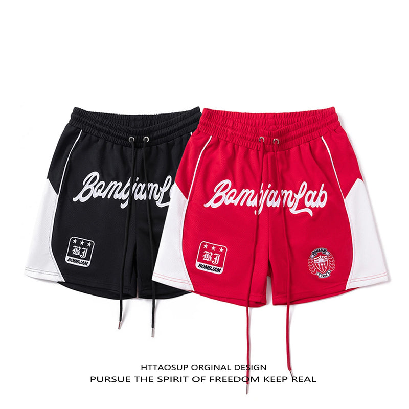 HTTAOSUP Heavyweight High Density Net Eye Basketball Shorts Men's Outdoor Wear American Style Training Fitness Casual Pants