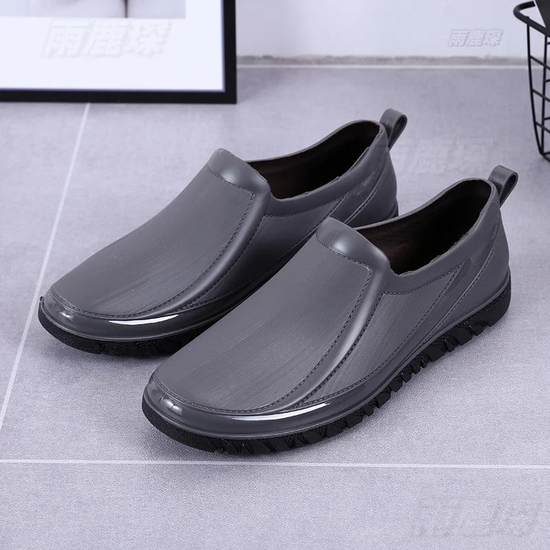 Men's Rain Boots Short Tube Anti-slip Waterproof Kitchen Shoes Work Shoes Fishing Shoes Construction Wear Resistant Rubber Shoes