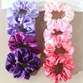 8Pcs/set Bright Color Silk Hair Scrunchies Women Y2K Solid Color Elastic Hair Bands Ponytail Holders Hair Rope Hair Accessories
