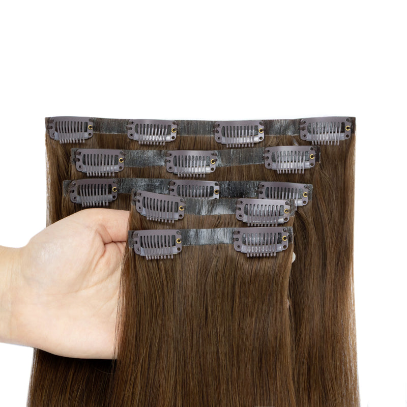 Clip in Hair Extensions 100% Real Human Hair, 12-24Inch 100-120g Clip in Extensions for Women, Invisible Straight Hair
