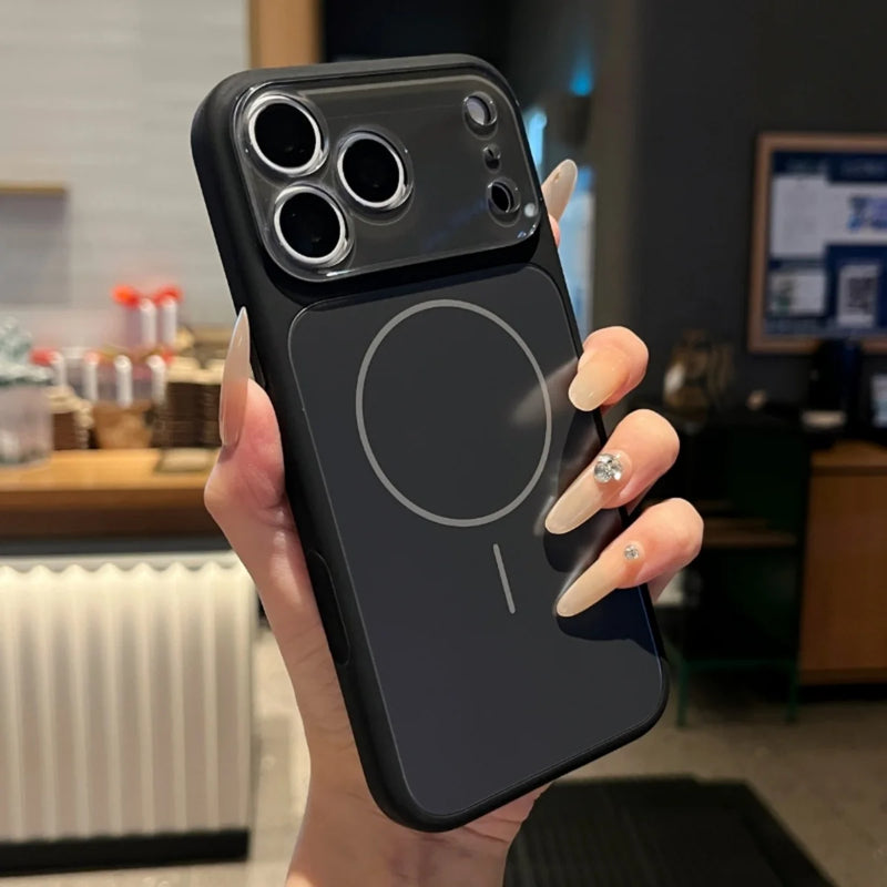 Fashion Liquid Silicone For Magsafe Magnetic Phone Case For iPhone 17 16 15 14 13 Pro Max Large Window Lens Glass Protect Cover