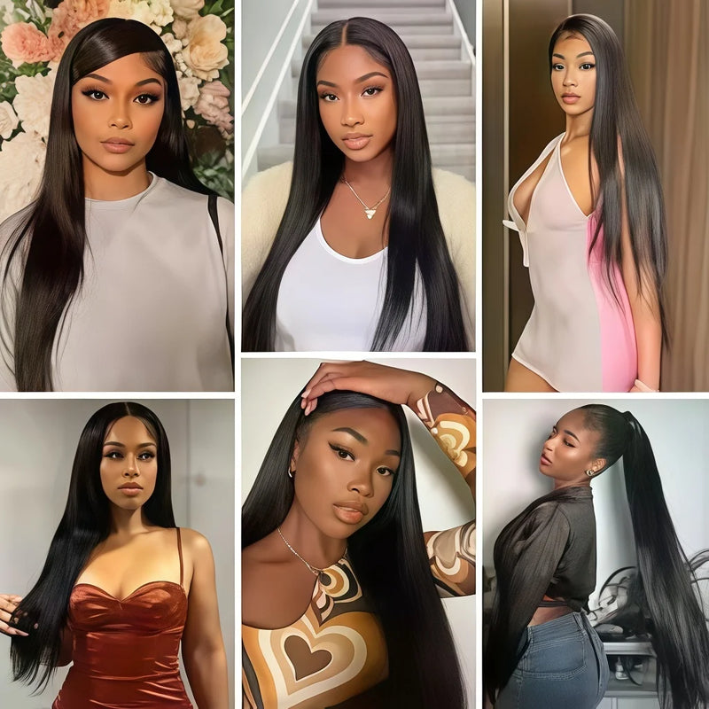 32 Inch Straight Brazilian Virgin Human Hair Bundles Natural Color Unprocessed Human Hair Weft Silky Straight Hair Weave 4 Bundles Hair Extensions For Ladies