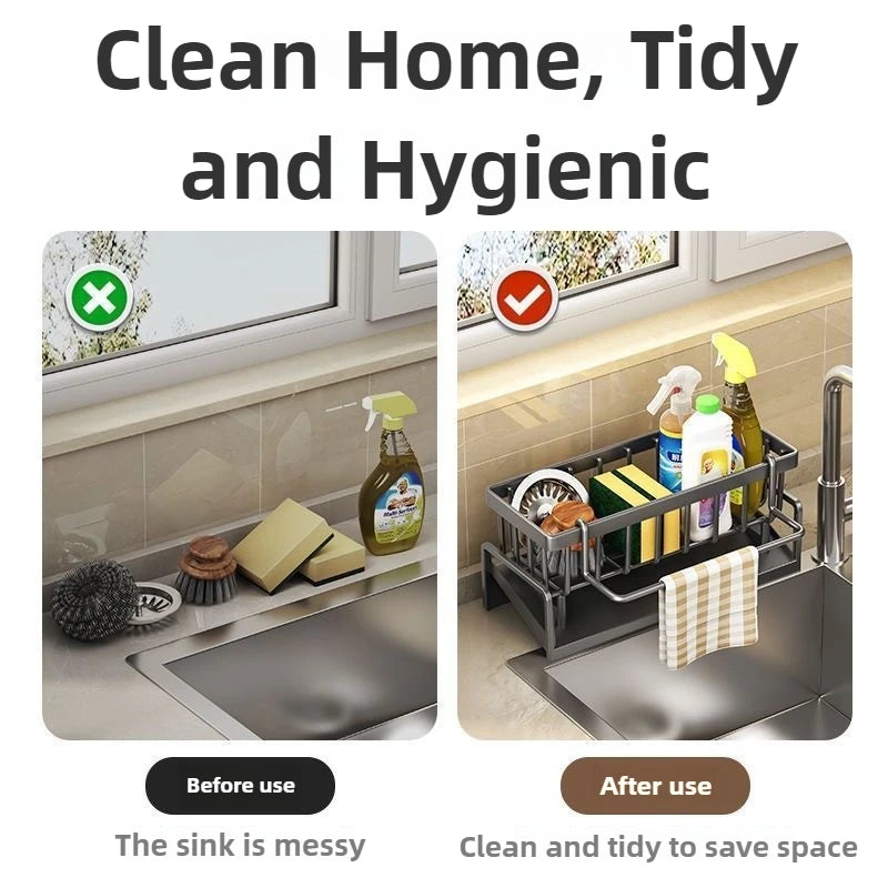 Multifunctional Sponge Rack Drainer Kitchen Shelf Sink Rag Dishwashing Detergent Dishcloth Organiser Storage - View 5 | SAMAG