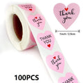 100-500PCS Thank You Stickers New Rolling Merci Stickers for Business Packaging Home Made Love Heart Shaped Sticker