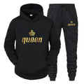 Fashion Long Sleeves KING And QUEEN Printed Hooded Suits Autumn Winter Couple Hoodie + Pants 2 - Piece - View 6 | SAMAG
