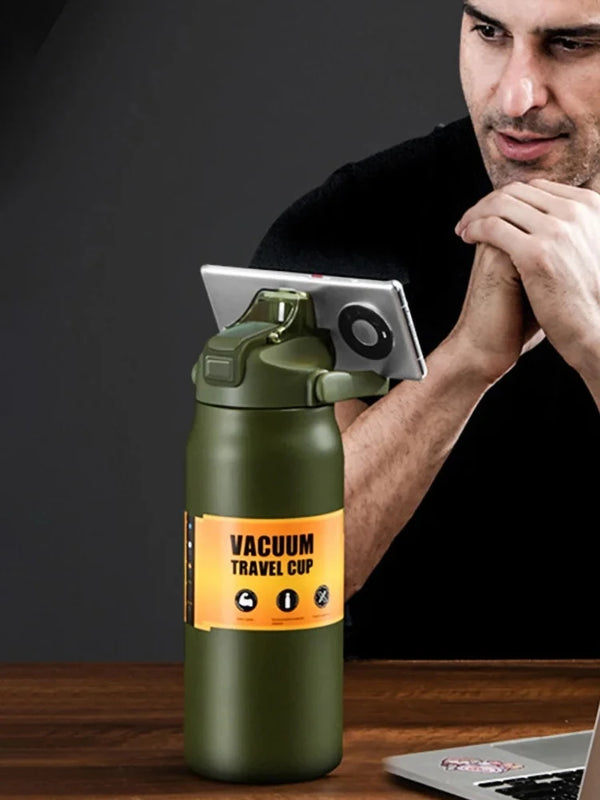 Outdoor Portable Thermos with Straw 304 Stainless Steel Thermal Mug Tumbler Cup Sports Vacuum Flasks Cold and Hot Water Bottle