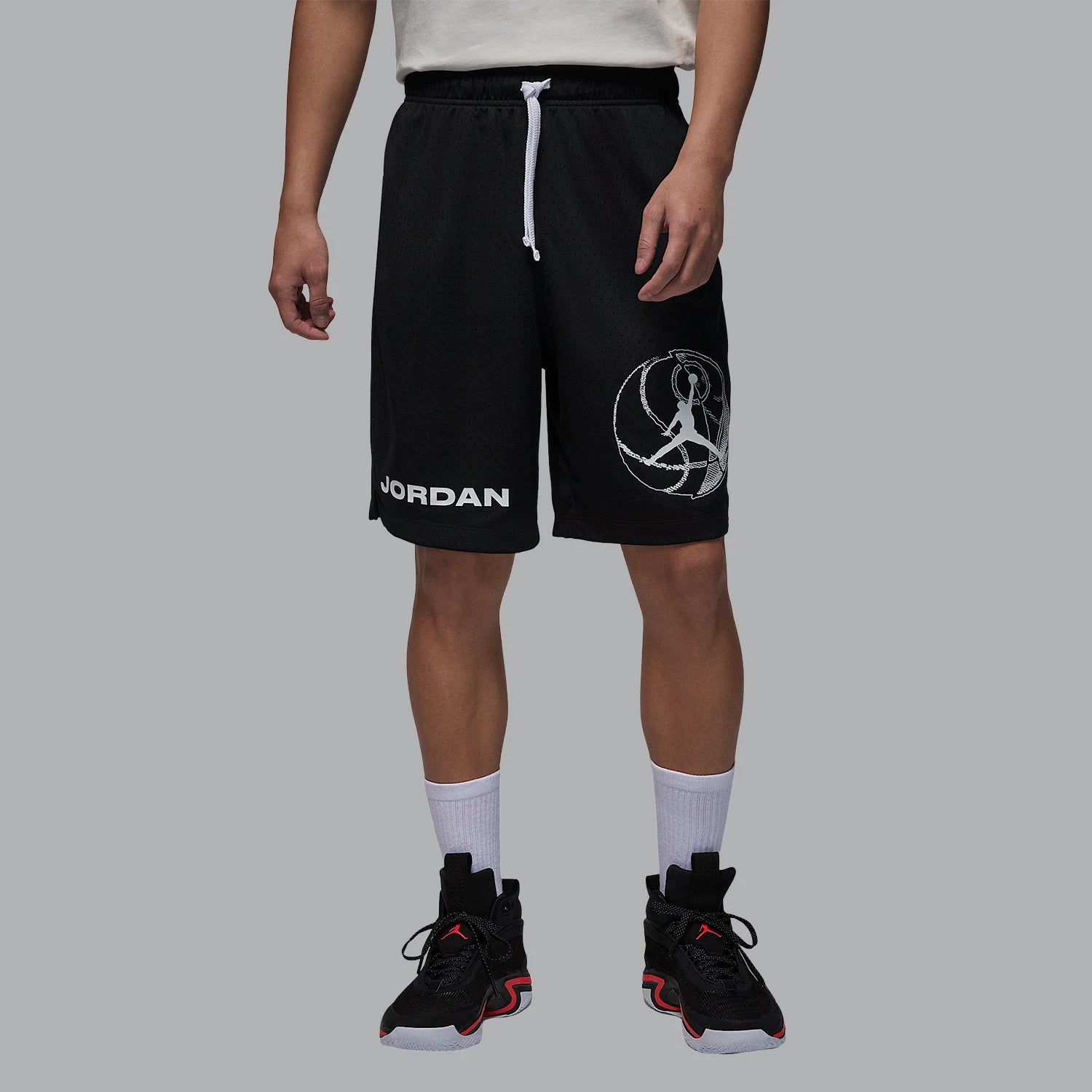 Nike genuine JORDAN men's basketball knitted breathable lace up shorts DZ4123-010