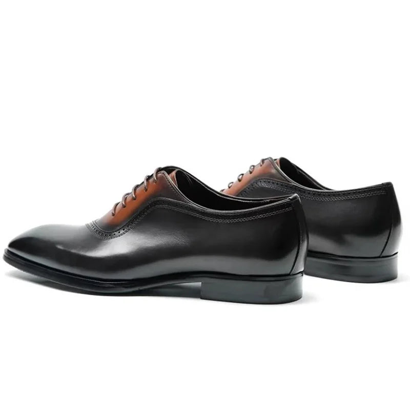 Men's Square-toe Lace-up Leather Shoes New Style First-layer Cowhide Oxfords Man Shoes Business Formal Shoes Wedding Office Shoe