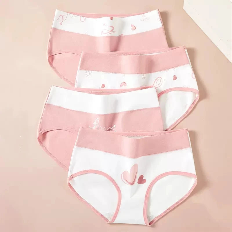 4Pcs Women'S Cotton Panties High Waist Body Shaper Underwear Plus Size M-5XL Sexy Ladies Briefs Breathable Solid Female Lingerie