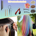 48Pcs Women's Colorful Synthetic Hair Extensions Set 38 Colors Tinsel Wig 26 Colors Feather Extensions Tool Kit for Hairdressing