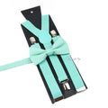 Fashion Men Kids Turquoise Green Suspender Bowtie Sets Elastic Solid Color Y - back Straps Butterfly - Visuel 26 | SAMAG