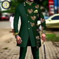African Suits for Men Embroidery Print Blazer and Pants Set Business Dress with Kerchief Party Wedding Evening | SAMAG