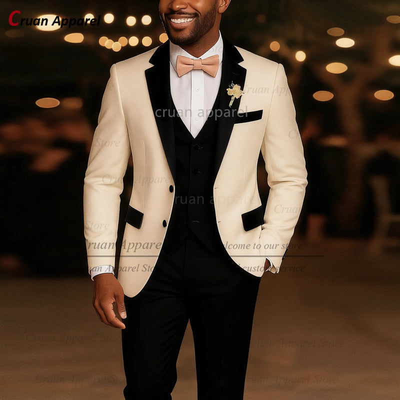 Suit Sets For Men Wedding Banquet Custom Groomsman Elegant Outfits Evening Dinner Male Blazer Vest Pants 3 - View 3 | SAMAG