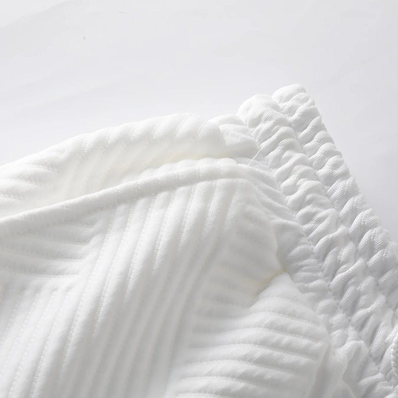Men's Diamond Jacquard Hooded Outfits, White Half Button | SAMAG